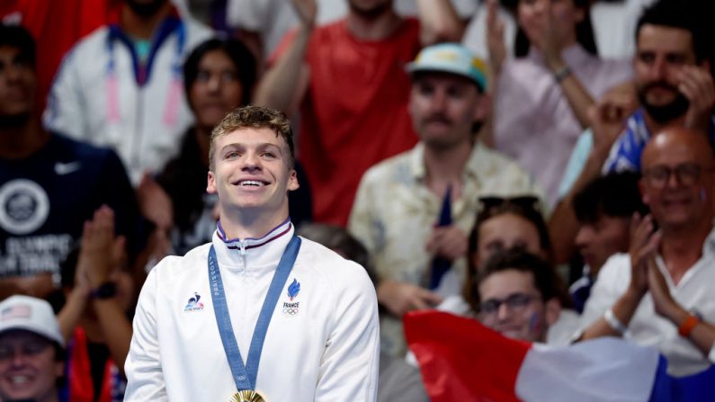 Léon Marchand, le 31 juillet 2024. (Photo : Sarah Stier/Getty Images)