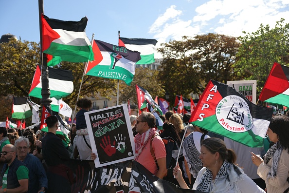 Manifestation pro-palestinienne place de la Nation à Paris, le 8 septembre 2024. (Photo THOMAS SAMSON/AFP via Getty Images)