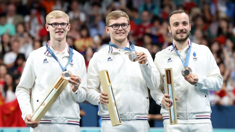 Félix Lebrun, son frère Alexis et Simon Gauzy, font partie de la sélection française qui disputera les championnats d'Europe individuels du 15 au 20 octobre. (Photo : Lintao Zhang/Getty Images)