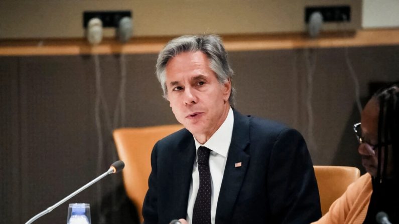 Le secrétaire d'État Antony Blinken s'exprime lors de la réunion au sommet pour lancer les Amis du traité d'interdiction de la production de matières fissiles au siège de l'ONU à New York, le 23 septembre 2024. (Bryan R. Smith/Pool/AFP via Getty Images)