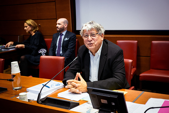 Le président de la commission des finances Éric Coquerel (LFI) à l'Assemblée nationale, le 16 octobre 2024. (Photo AMAURY CORNU/Hans Lucas/AFP via Getty Images)