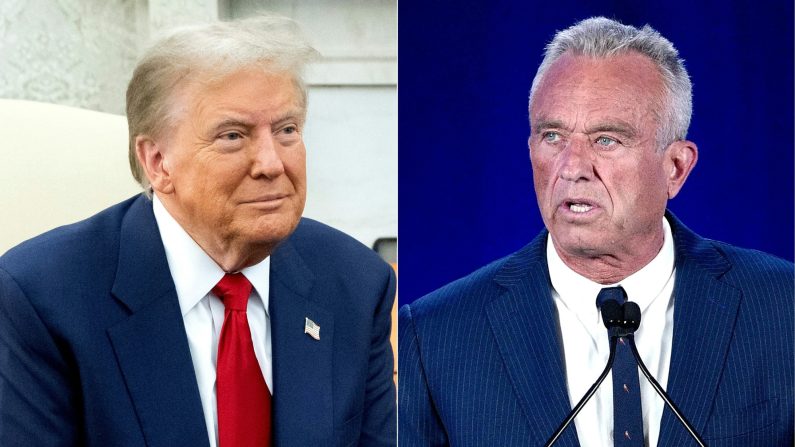 (À g.) Le président élu Donald Trump. (À dr.) Robert F. Kennedy Jr. Le 14 novembre, Donald Trump a nommé Robert F. Kennedy Jr. au poste de secrétaire à la Santé et aux Services sociaux. (Saul Loebolivier Touron/AFP via Getty Images)