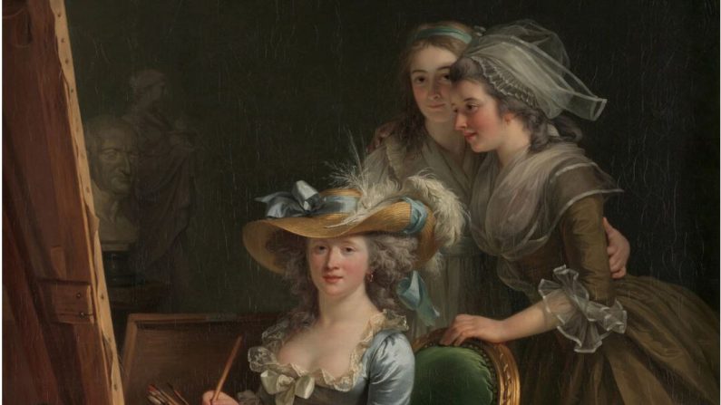 Détail de l'« Autoportrait avec deux élèves » d'Adélaïde Labille-Guiard, 1785. Huile sur toile. The Metropolitan Musuem of Art, New York. (Domaine public)