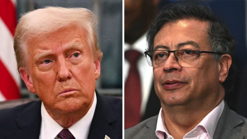 Le président américain Donald Trump (à g.) dans le bureau ovale de la Maison-Blanche, le 20 janvier 2025. Le président colombien Gustavo Petro (à dr.) à Rio de Janeiro, au Brésil, le 19 novembre 2024. (Jim Watson, Mauro Pimentel/AFP via Getty Images)