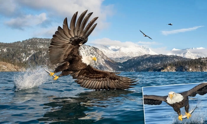 Un photographe capture des pygargues à tête blanche chassant des poissons dans les mers d'Alaska