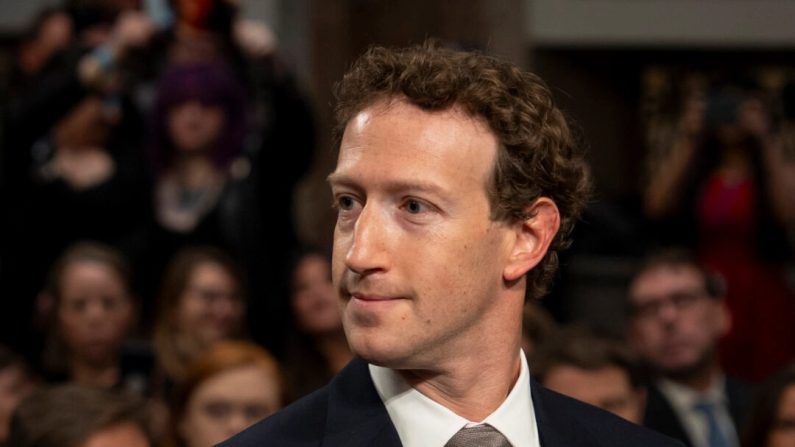 Mark Zuckerberg, fondateur et PDG de Meta, arrive pour témoigner devant la commission judiciaire du Sénat à Washington le 31 janvier 2024. (Madalina Vasiliu/Epoch Times)