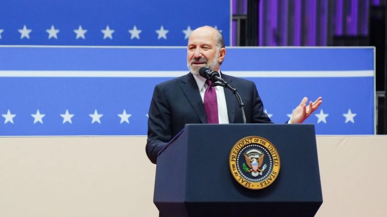 Le PDG de Cantor Fitzgerald, Howard Lutnick, s'exprime après l'investiture du président Donald Trump lors d'un événement au Capital One Arena à Washington le 20 janvier 2025. (Madalina Vasiliu/Epoch Times)