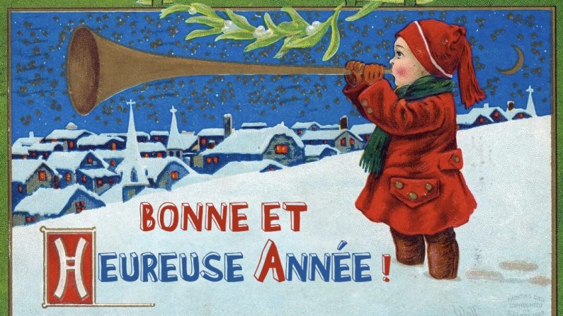 Carte de vœux de "Bonne année" de 1909 (Domaine public)