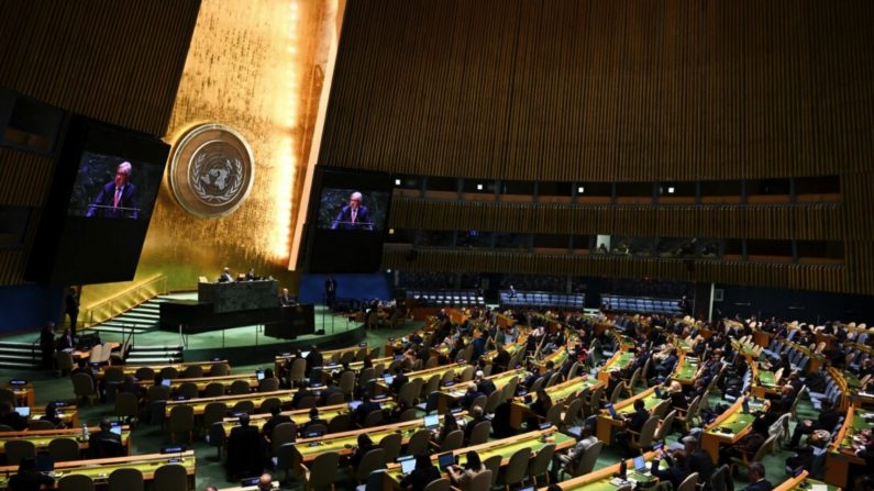 Le secrétaire général de l'ONU, António Guterres, parle des priorités pour 2025 à l'Assemblée générale de l'ONU, à New York, le 15 janvier 2025. (Angela Weiss/AFP via Getty Images)