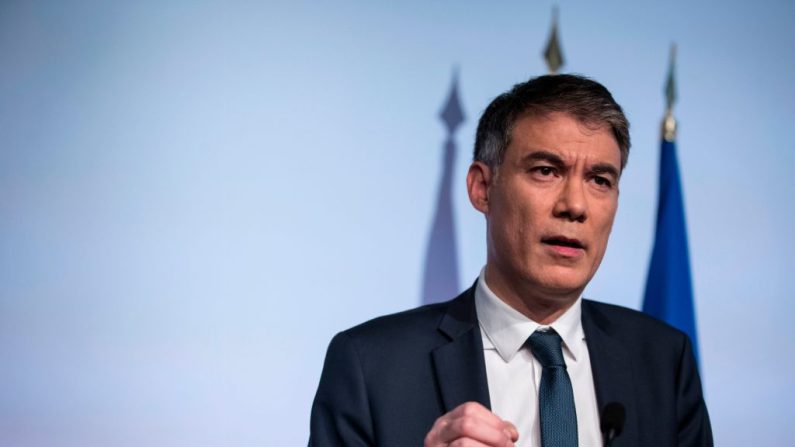 Le premier secrétaire du Parti socialiste français (PS) Olivier Faure présente ses vœux pour la nouvelle année, au siège du parti à Ivry-sur-Seine, près de Paris, le 21 janvier 2020. (THOMAS SAMSON/AFP via Getty Images)