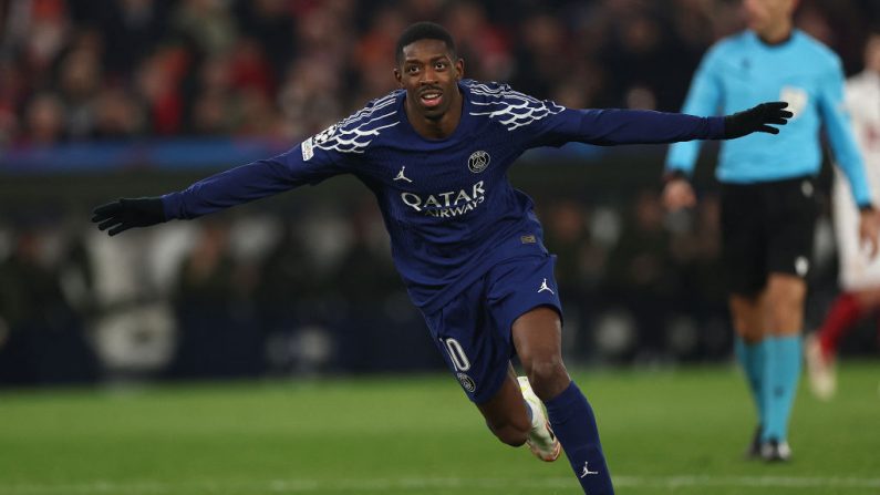 L'attaquant parisien Ousmane Dembélé a encore montré son nouveau visage de buteur déterminé en inscrivant un doublé et en provoquant un penalty, contre Brest mardi (3-0) en barrage aller de la Ligue des champions. (Photo : FRANCK FIFE/AFP via Getty Images)