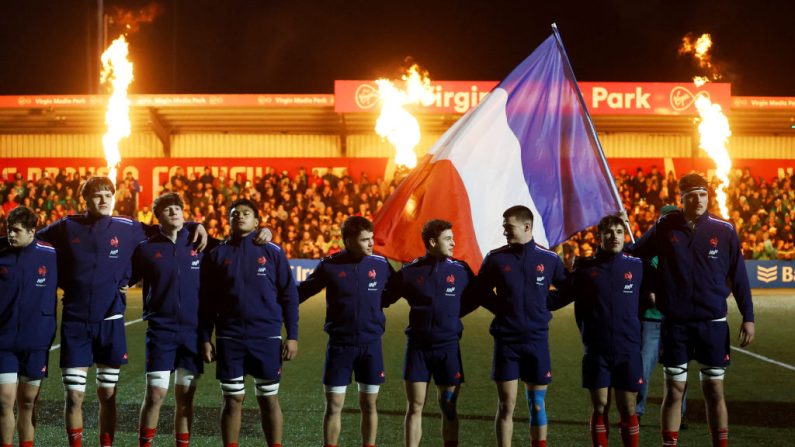 L'équipe de France masculine des moins de 20 ans a remporté le Tournoi U20 des six nations grâce à sa victoire face à l'Ecosse 45 à 40 vendredi combinée à la défaite inattendue des jeunes Anglais au pays de Galles. (Photo : JOHANNES EISELE/AFP via Getty Images)