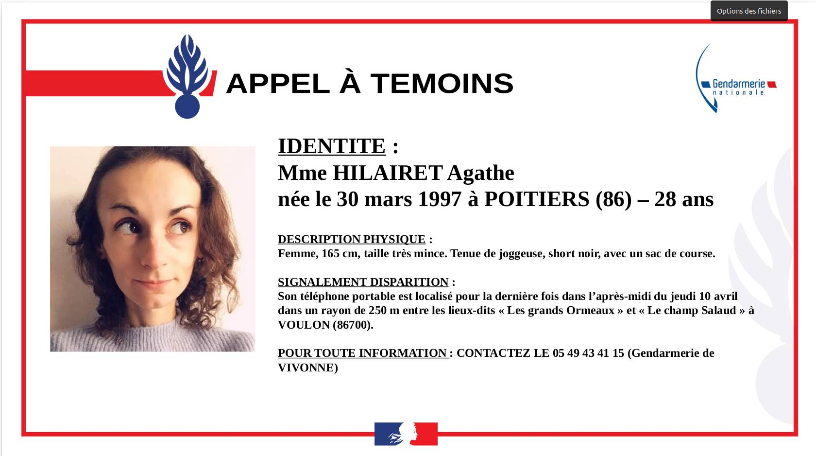 Disparition d'Agathe Hilairet : les recherches pour retrouver la joggeuse ont repris dans la Vienne